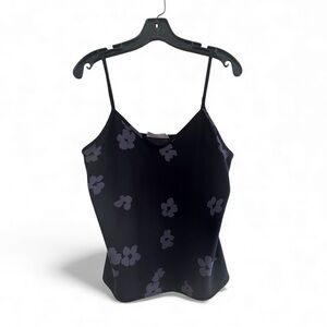 Everlane Black with purple floral print top